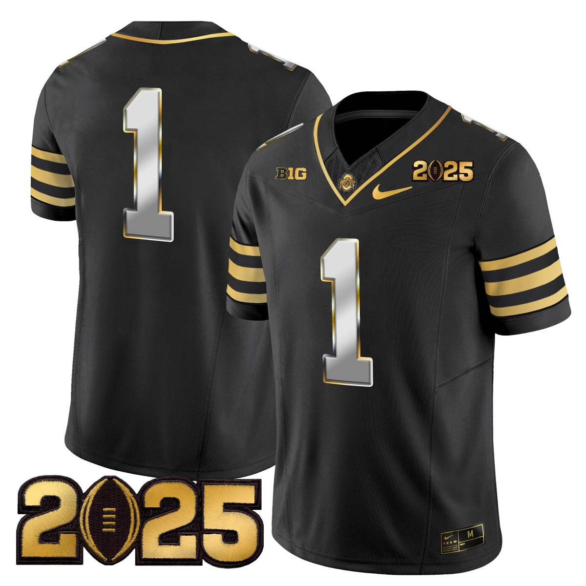 Men's Ohio State Buckeyes 'Heritage Stripe' CFP Final Patch Gold Vapor Limited Jersey - All Stitched