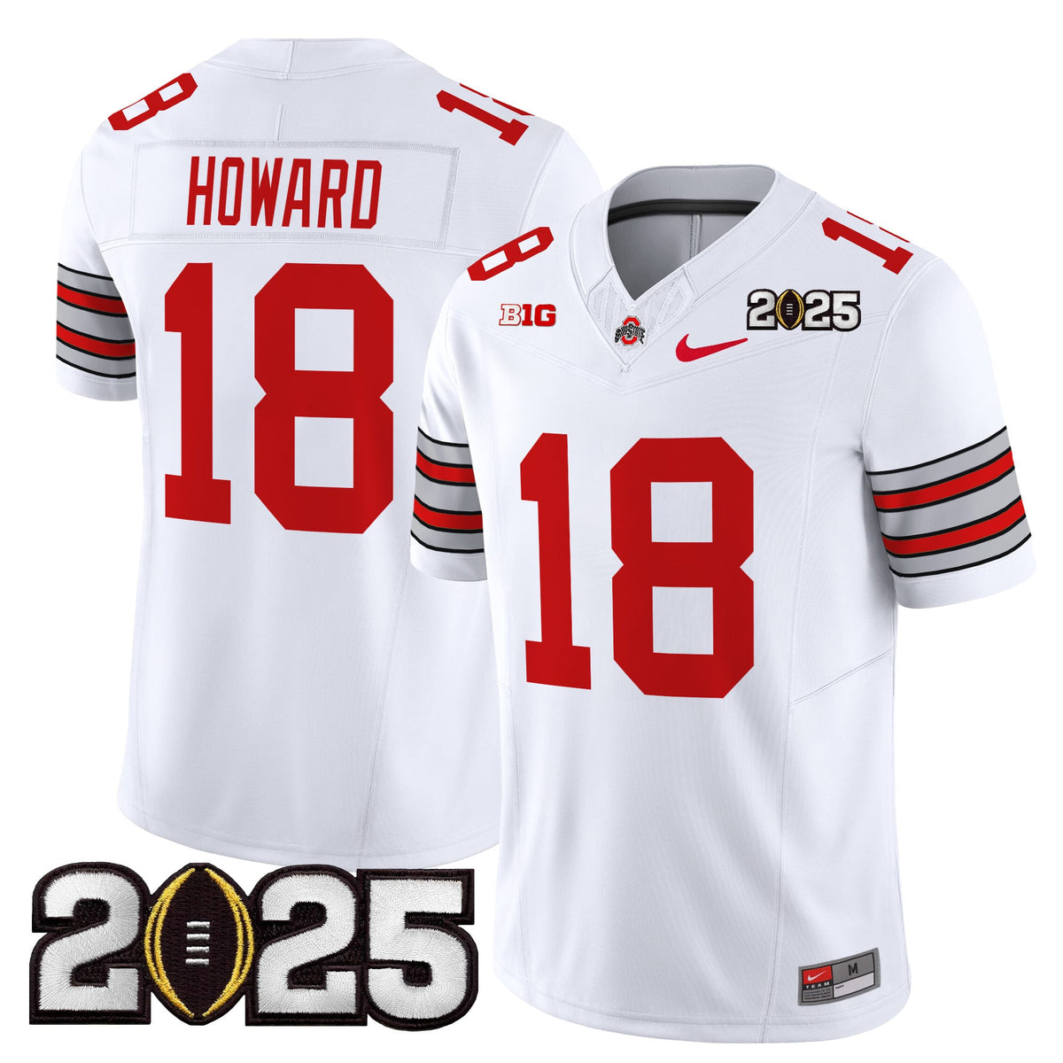Men's Ohio State Buckeyes 'Heritage Stripe' 2025 CFP Final Patch Vapor Limited Jersey - All Stitched