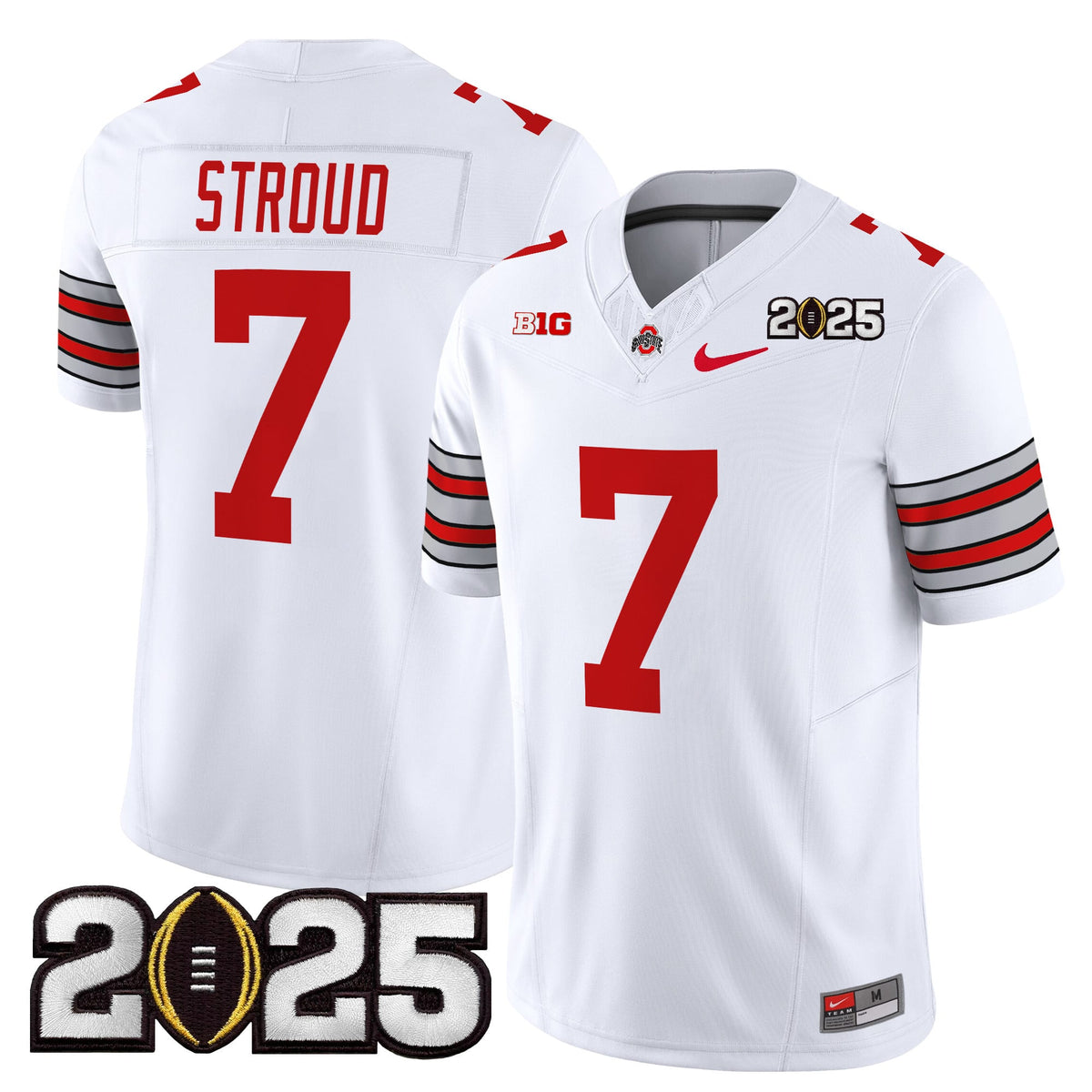 Men's Ohio State Buckeyes 'Heritage Stripe' 2025 CFP Final Patch Vapor Limited Jersey - All Stitched