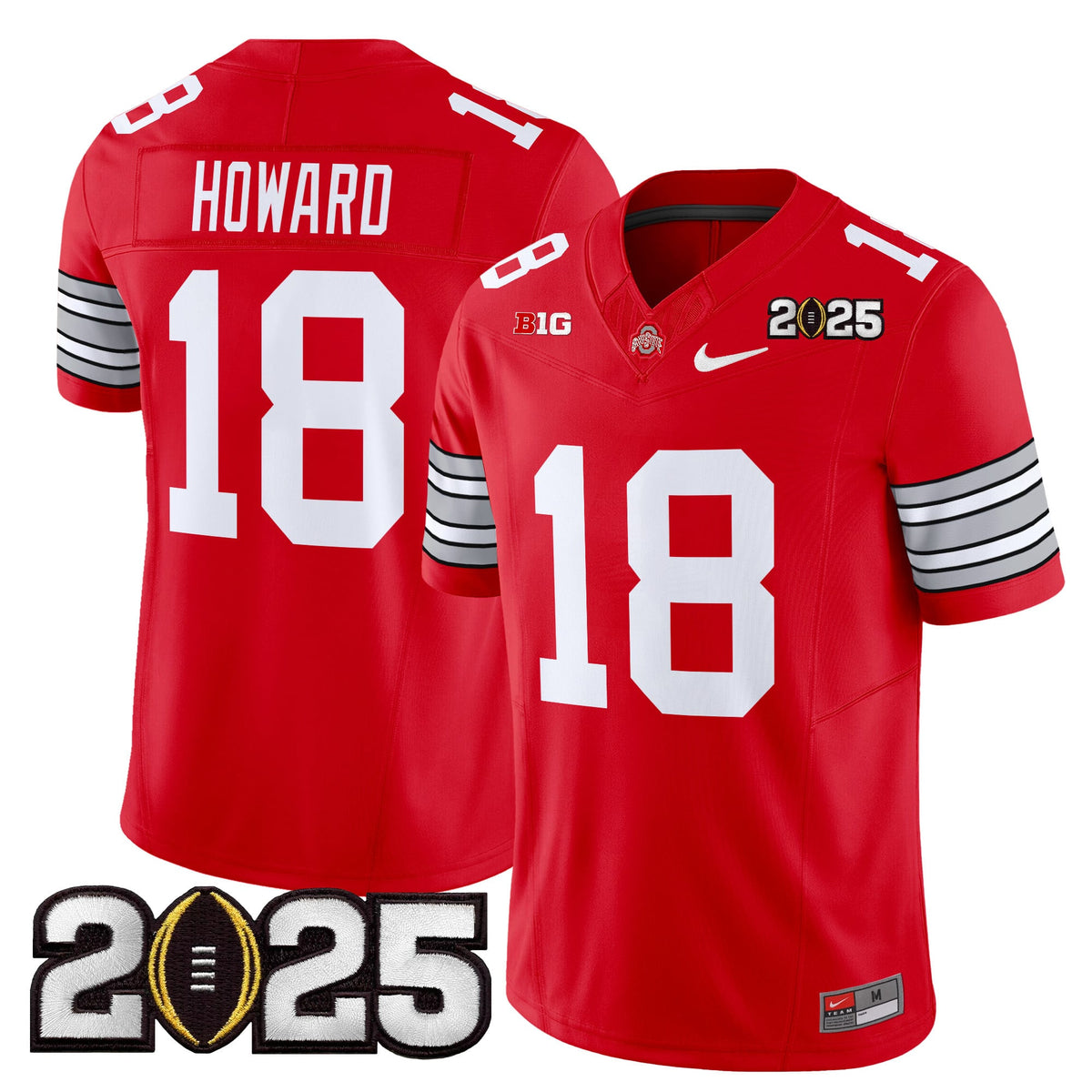 Men's Ohio State Buckeyes 'Heritage Stripe' 2025 CFP Final Patch Vapor Limited Jersey - All Stitched