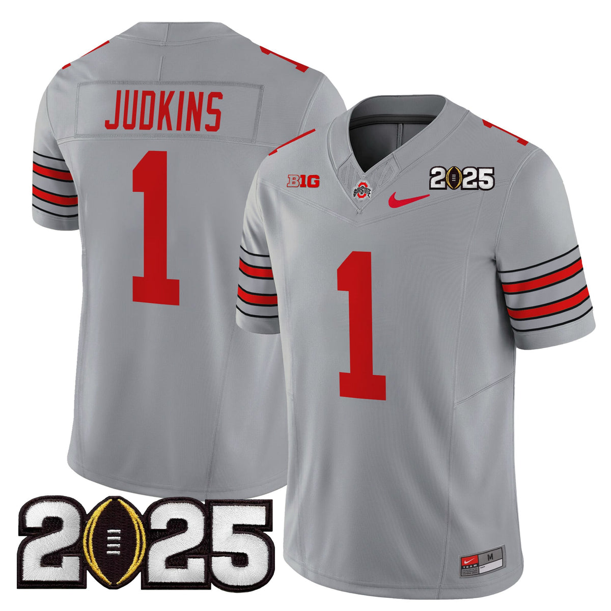 Men's Ohio State Buckeyes 'Heritage Stripe' 2025 CFP Final Patch Vapor Limited Jersey - All Stitched