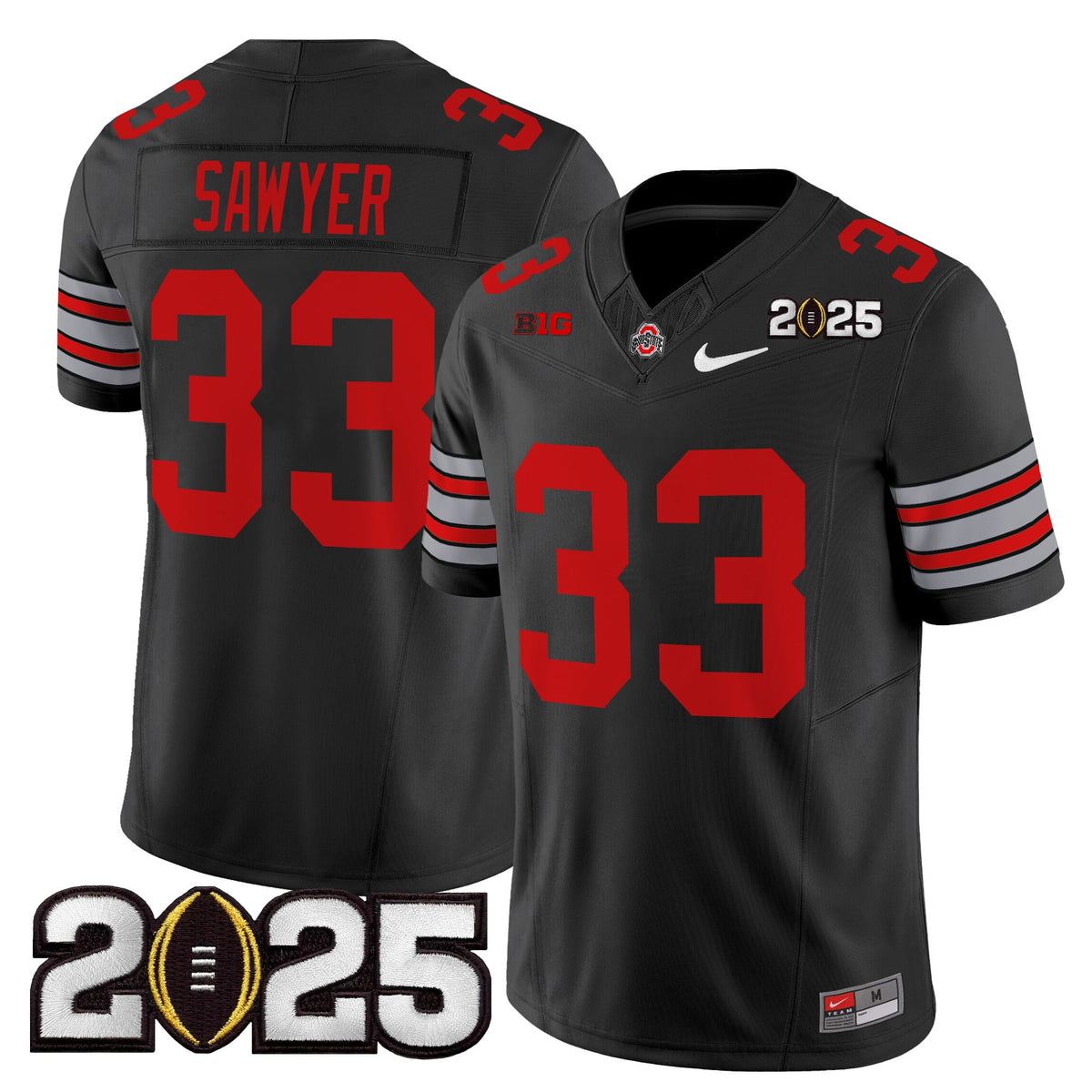 Men's Ohio State Buckeyes 'Heritage Stripe' 2025 CFP Final Patch Vapor Limited Jersey - All Stitched
