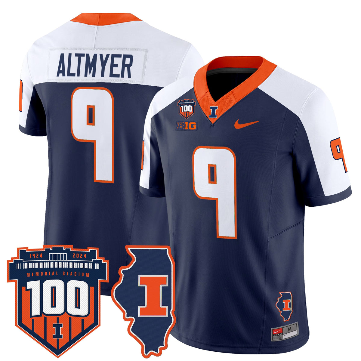 Men's Illinois Fighting Illini 100th Memorial Stadium Patch Vapor Limited Jersey - All Stitched
