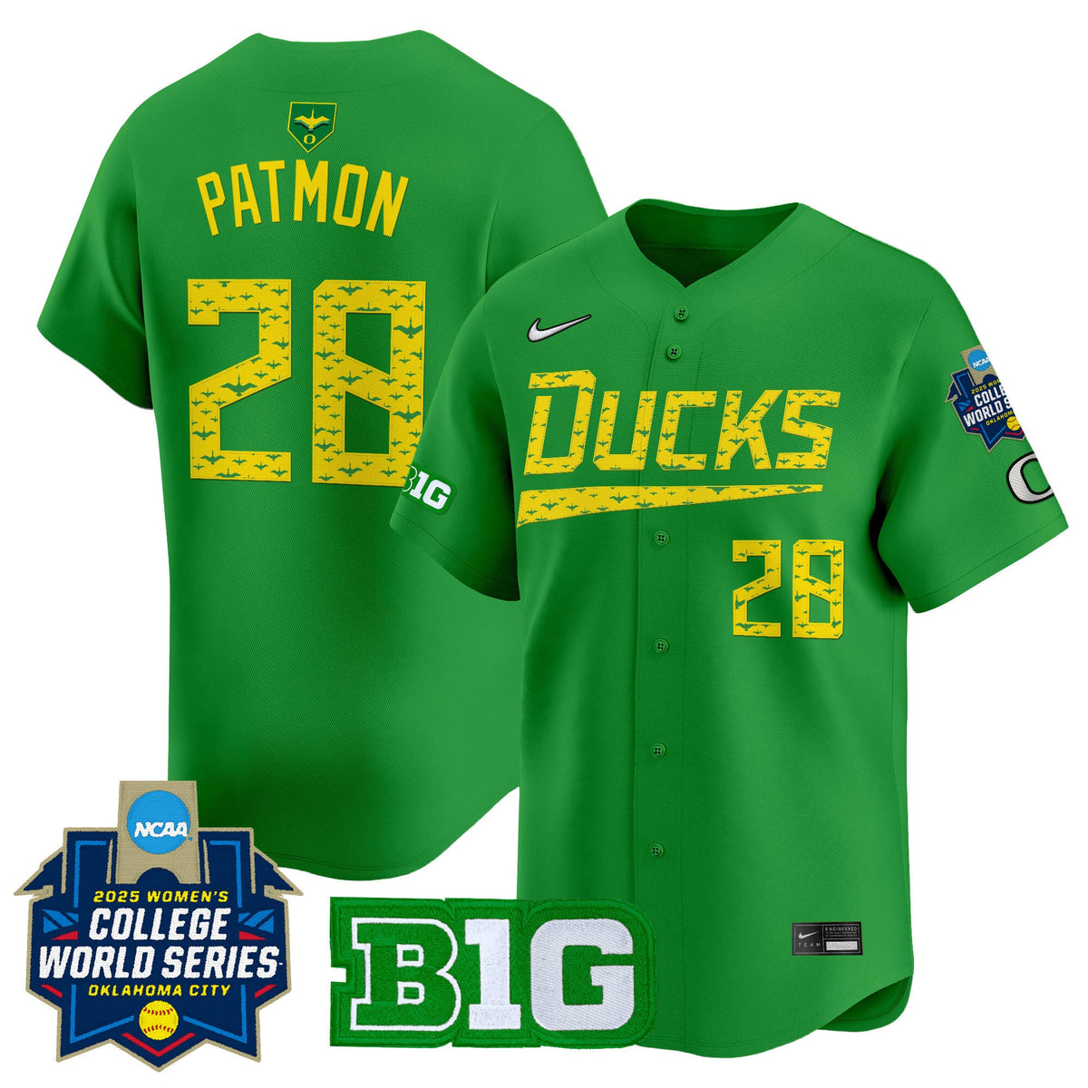 Men's size - Oregon Ducks Softball 2025 World Series (WCWS) Vapor Premier Limited Jersey - All Stitched