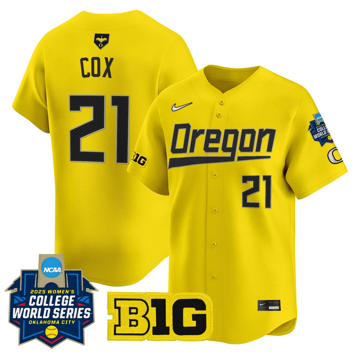 Men's size - Oregon Ducks Softball 2025 World Series (WCWS) Vapor Premier Limited Jersey - All Stitched