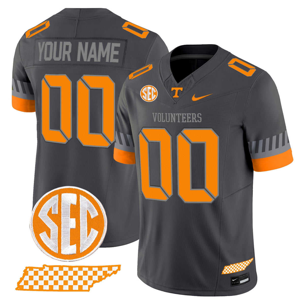 Tennessee Volunteers 2025 'Smokey Grey Series' Vapor Limited Custom Jersey V2 - All Stitched