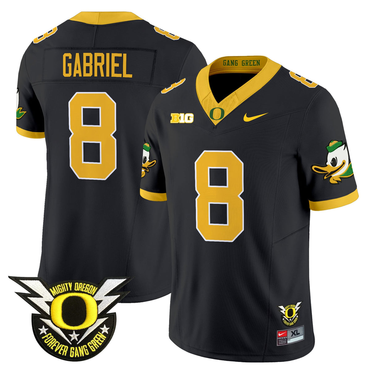 Men's Oregon Ducks 2024 Forever Gang Green & BIG Patch Vapor Limited Jersey - All Stitched