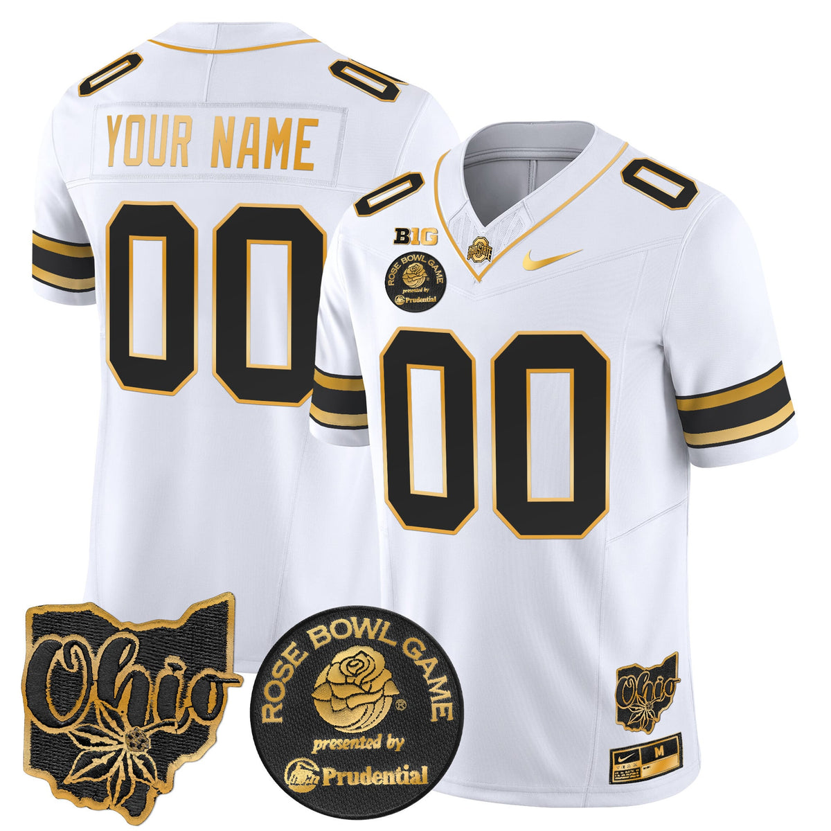 Ohio State Buckeyes Rose Bowl Gold Vapor Limited Custom Jersey - All Stitched