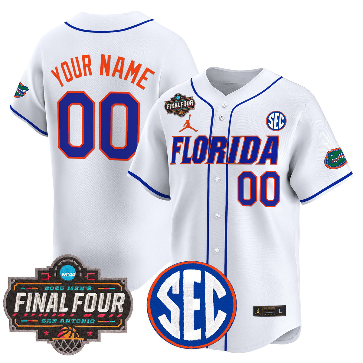 Florida Gators 2025 Final Four Patch Vapor Baseball Custom Jersey - All Stitched