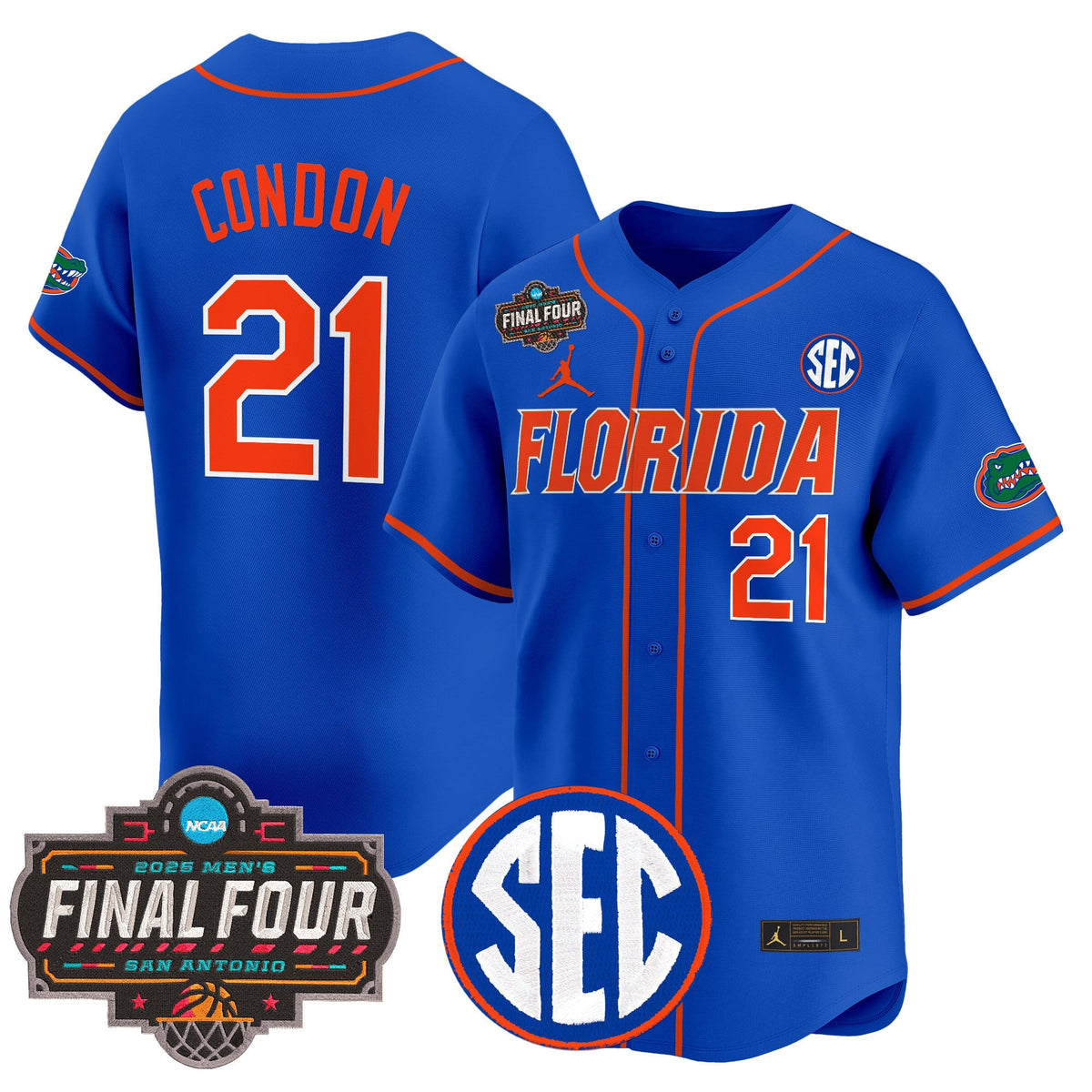Men's Florida Gators 2025 Final Four Patch Vapor Baseball Jersey - All Stitched