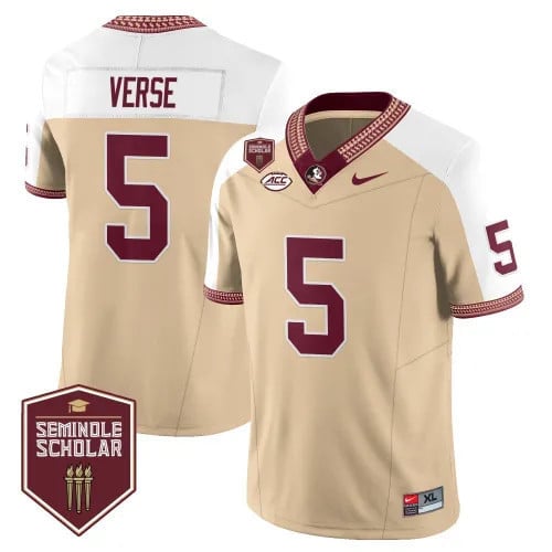 Men’s Florida State Seminoles Football Vapor Gold Jersey – Seminole Scholar – All Stitched
