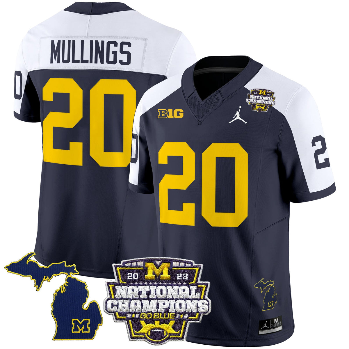 Men's Michigan Wolverines 2023 National Champions Patch Vapor Jersey V6 - All Stitched