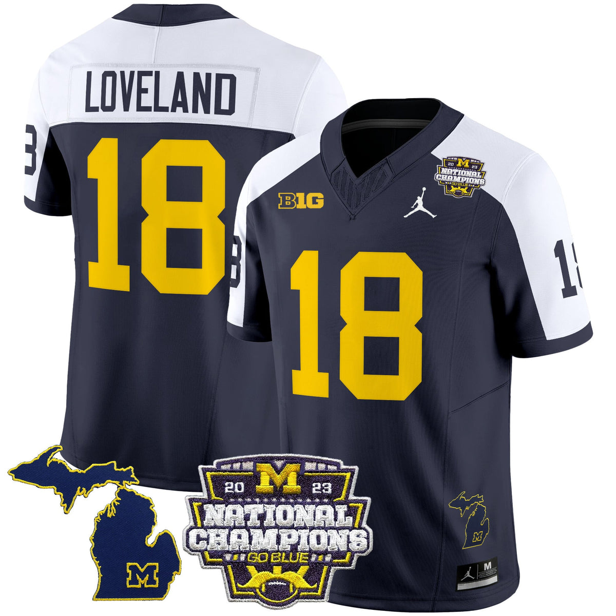 Men's Michigan Wolverines 2023 National Champions Patch Vapor Jersey V6 - All Stitched