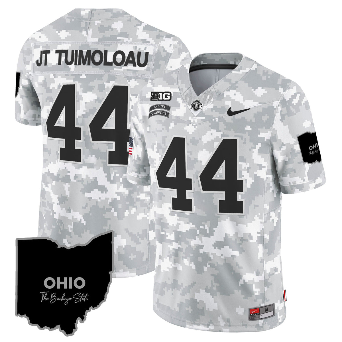 Ohio State Buckeyes 2024 Salute to Service Vapor Limited Jersey - Arctic Camo - All Stitched