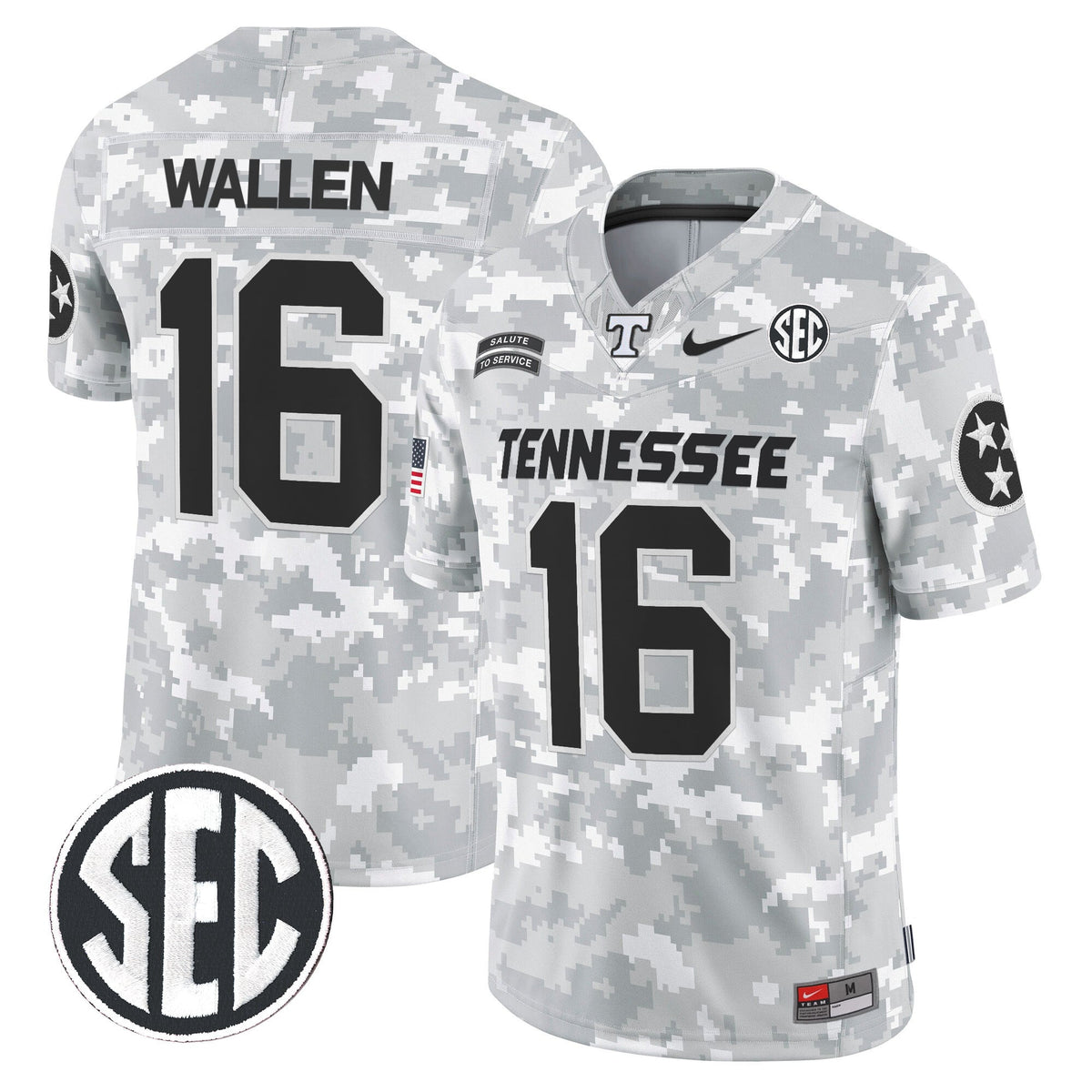 Tennessee Volunteers 2024 Salute to Service Vapor Limited Jersey - Arctic Camo - All Stitched