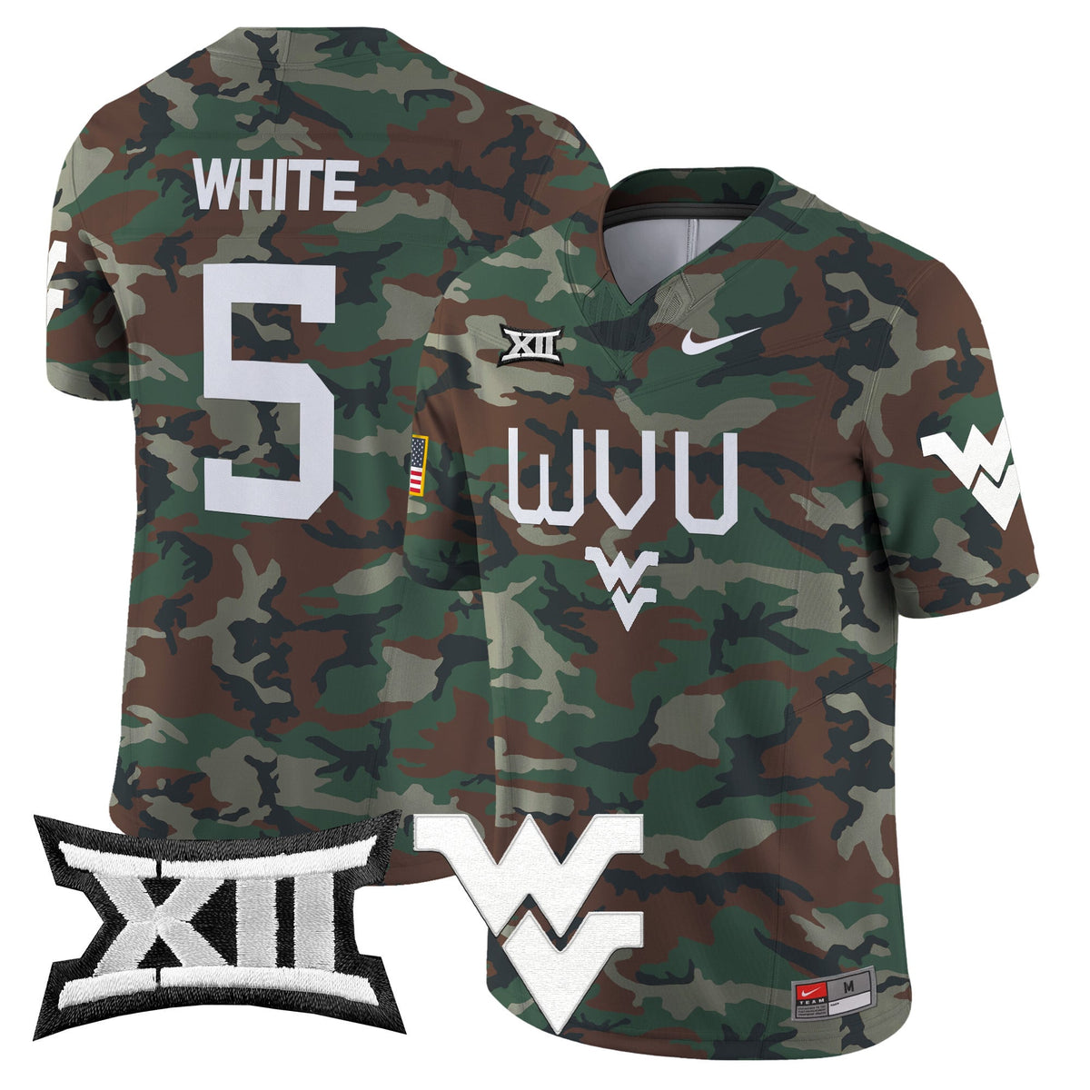 West Virginia Mountaineers 2024 Military Vapor Limited Jersey - All Stitched