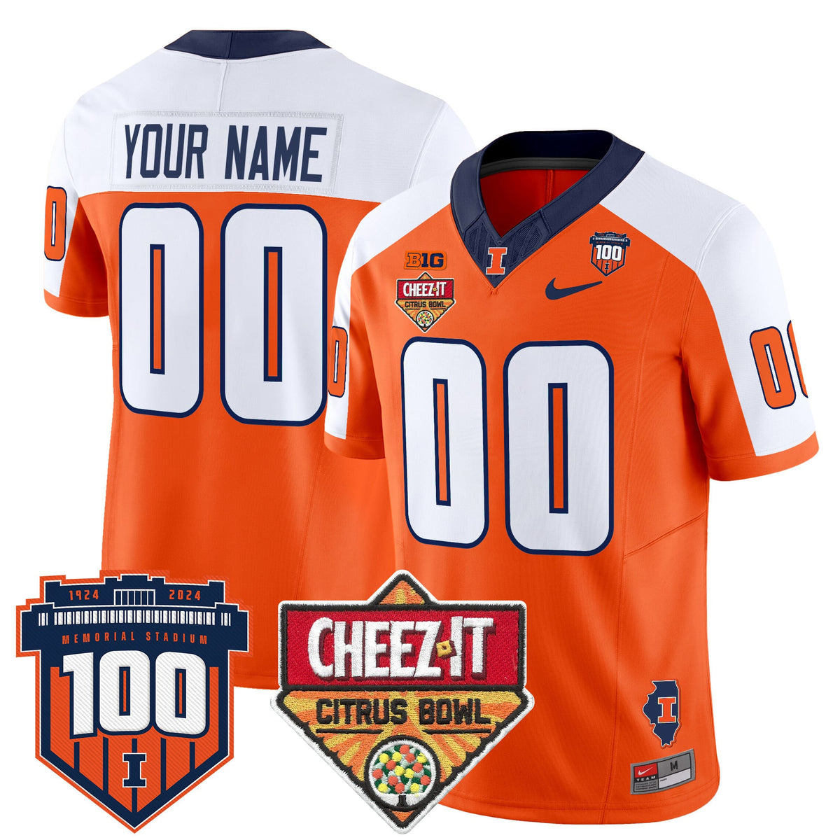 Illinois Fighting Illini 2025 Cheez-It Citrus Bowl Patch Vapor Limited Custom Jersey - All Stitched