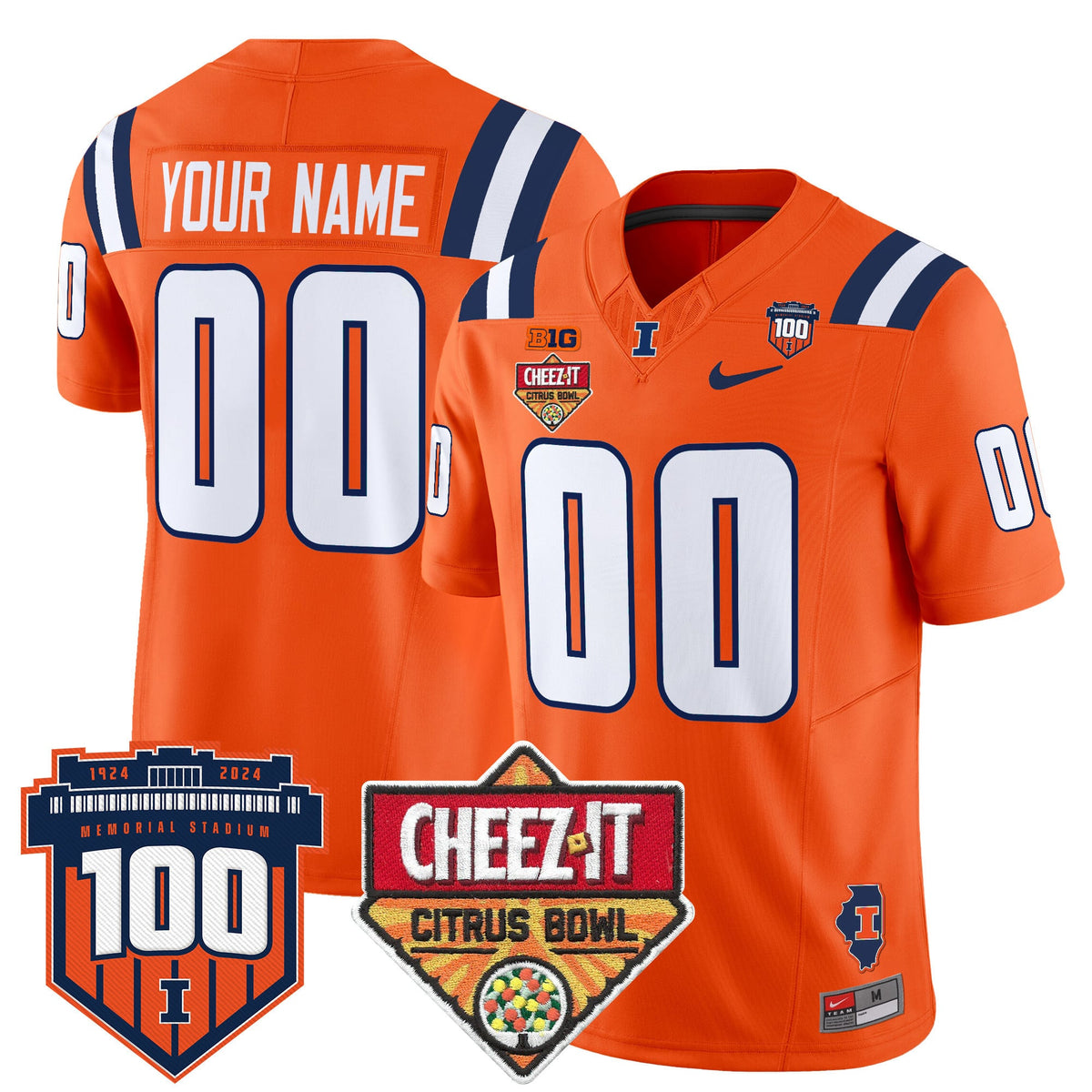 Illinois Fighting Illini 2025 Cheez-It Citrus Bowl Patch Vapor Limited Custom Jersey - All Stitched