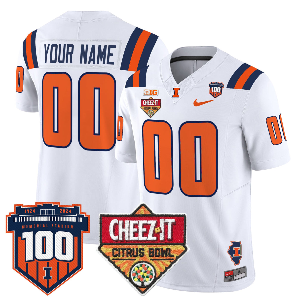 Illinois Fighting Illini 2025 Cheez-It Citrus Bowl Patch Vapor Limited Custom Jersey - All Stitched