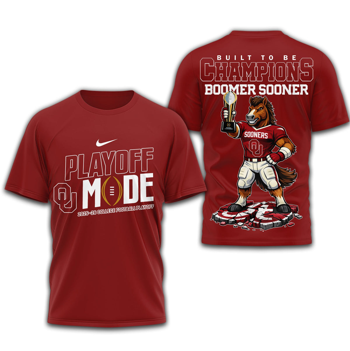 Oklahoma Sooners | Premium NCAA Built to Be Champions 3D T-Shirt TD