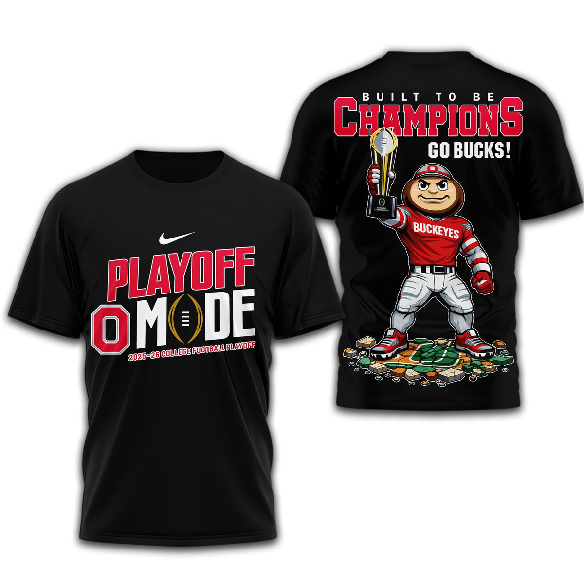 Ohio State Buckeyes | Premium NCAA Built to Be Champions 3D T-Shirt TD