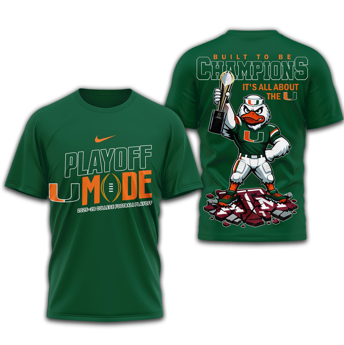 Miami Hurricanes | Premium NCAA Built to Be Champions 3D T-Shirt TD