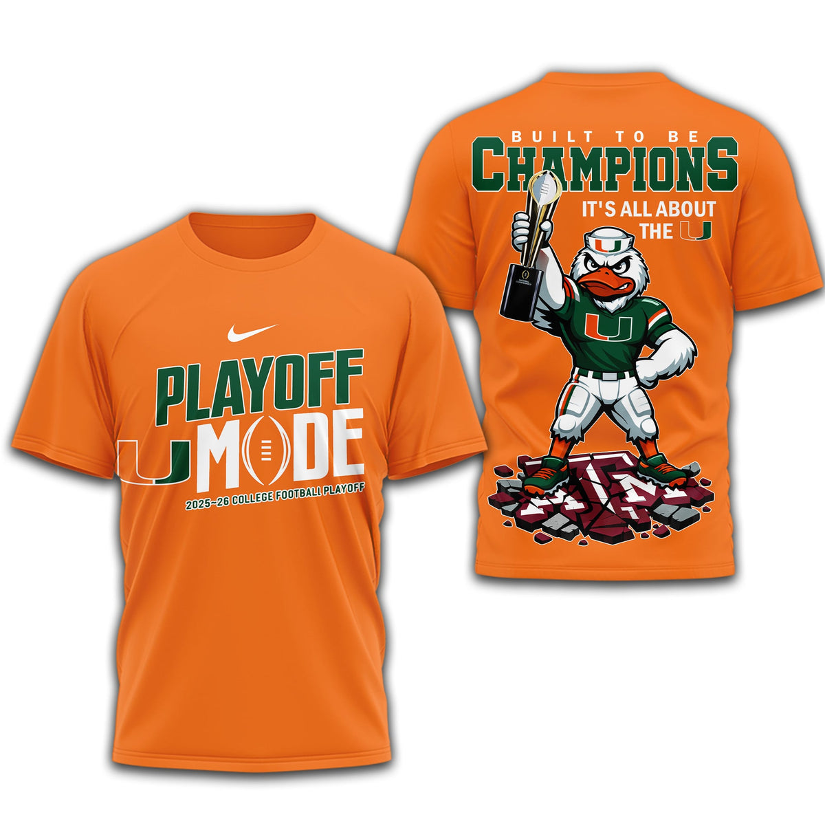 Miami Hurricanes | Premium NCAA Built to Be Champions 3D T-Shirt TD