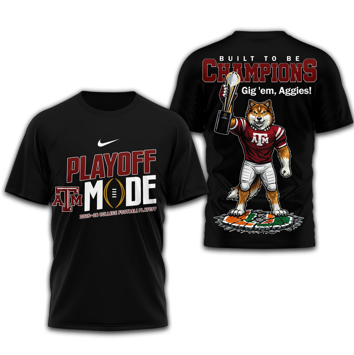 Texas A&M Aggies | Premium NCAA Built to Be Champions 3D T-Shirt TD