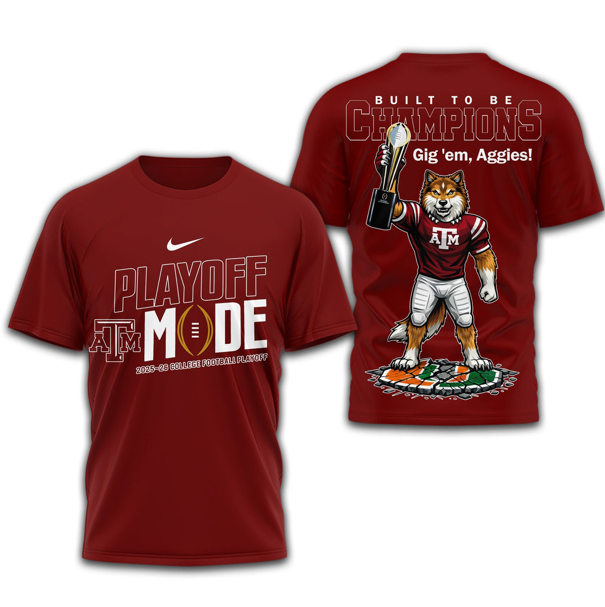 Texas A&M Aggies | Premium NCAA Built to Be Champions 3D T-Shirt TD