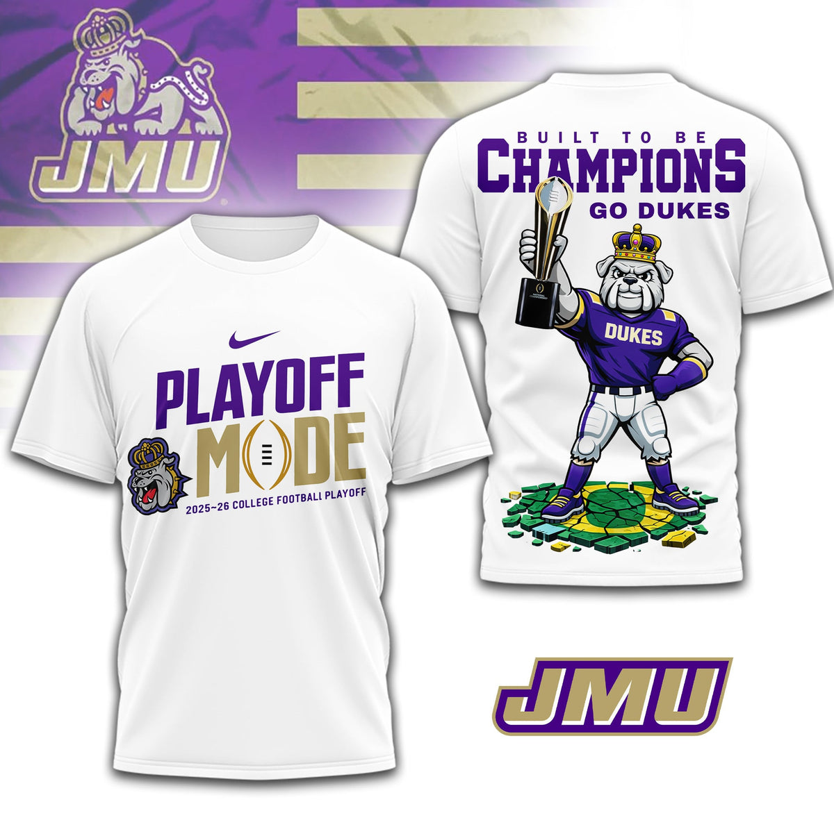 James Madison Dukes | Premium NCAA Built to Be Champions 3D T-Shirt TD