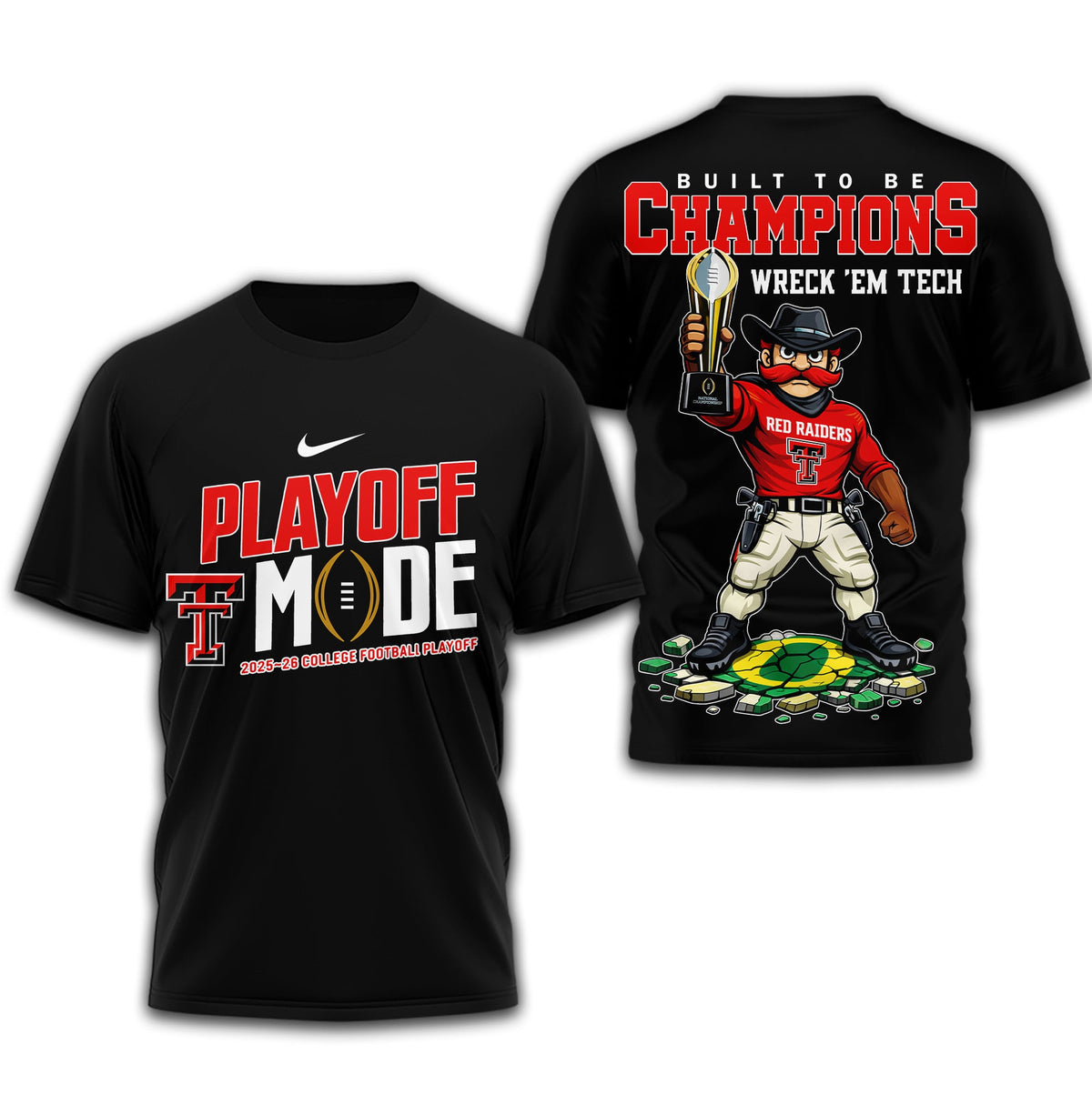 Texas Tech Red Raiders | Premium NCAA Built to Be Champions 3D T-Shirt TD