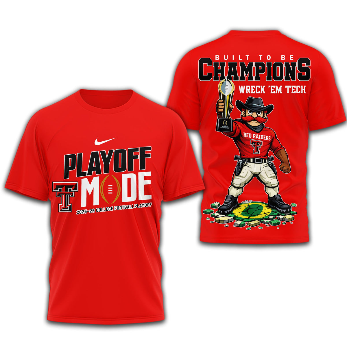 Texas Tech Red Raiders | Premium NCAA Built to Be Champions 3D T-Shirt TD